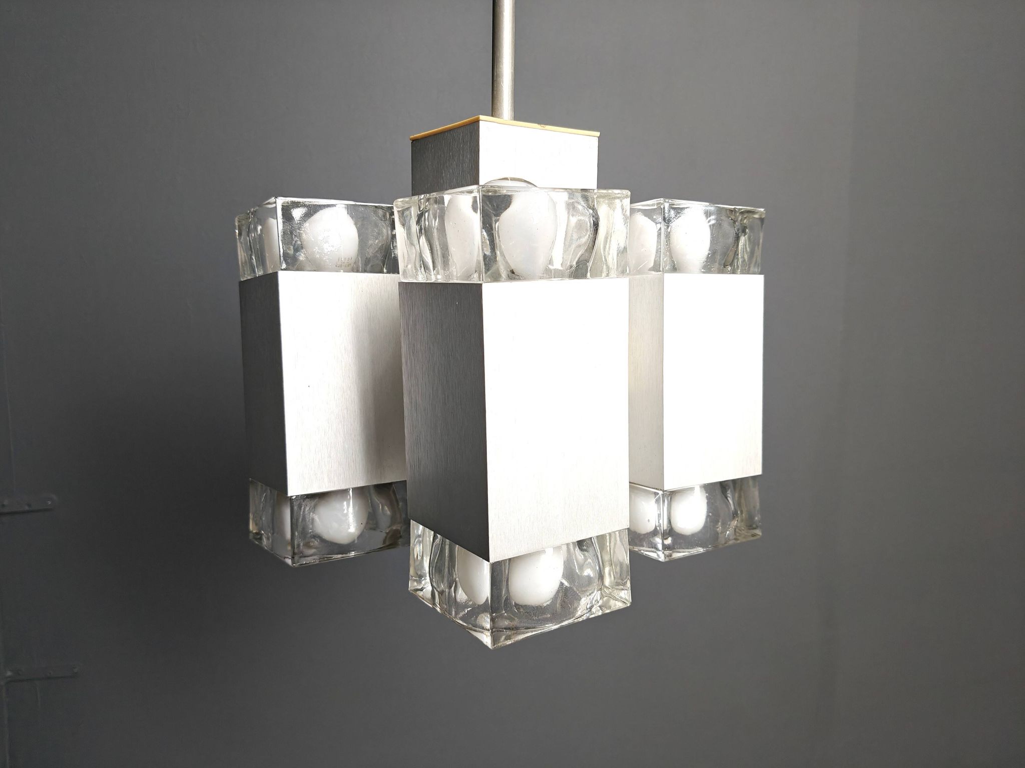 Vintage Italian cubic chandelier by Gaetano Sciolari, 1970s