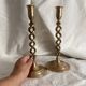 Pair of twisted brass candlesticks