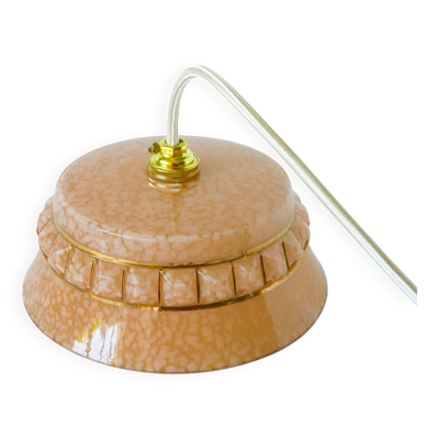 suspension en verre de Clichy, Rose et Doré, Art Déco, 1930