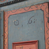 Rustic Farmhouse Folk Art Painted Bridal Cabinet dated 1806