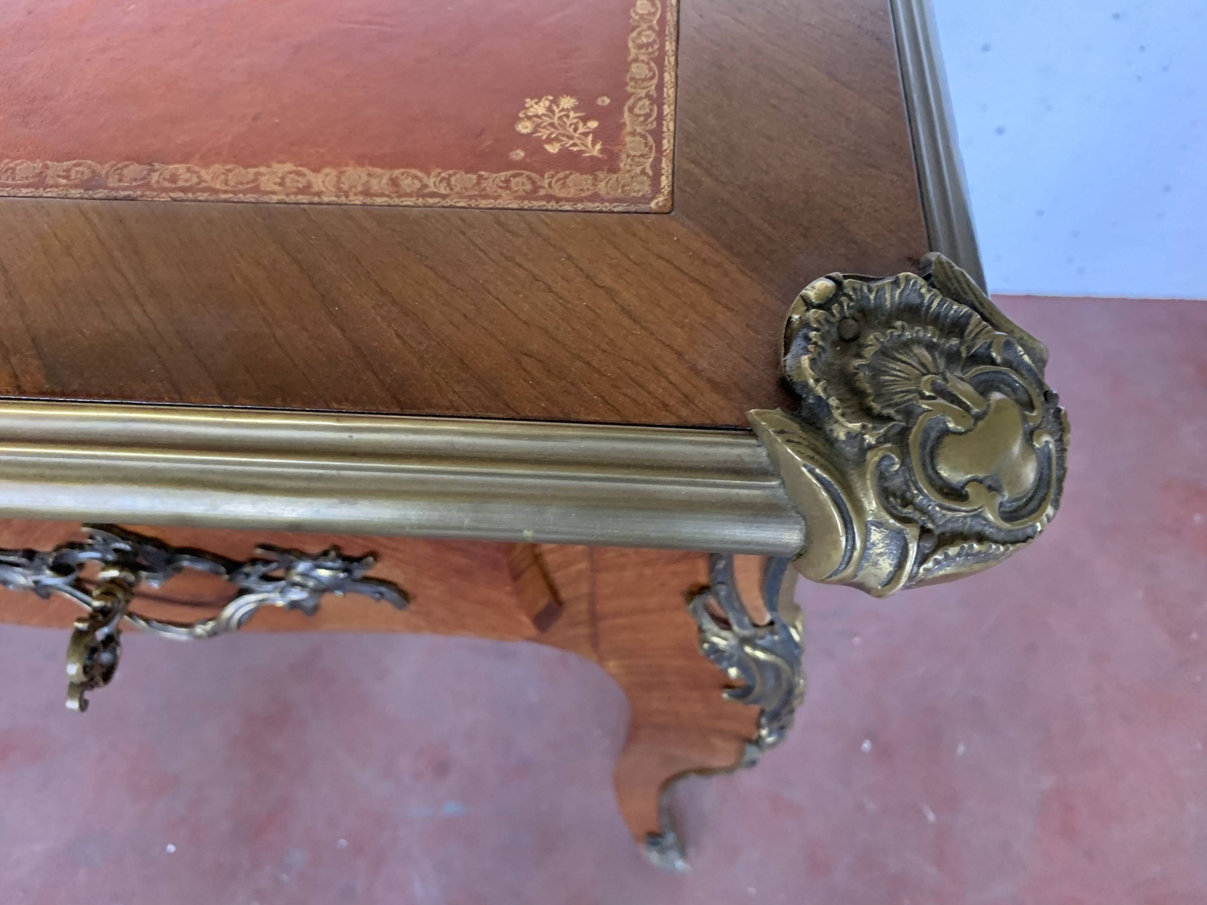 Louis XV style state desk Red leather top 20th century