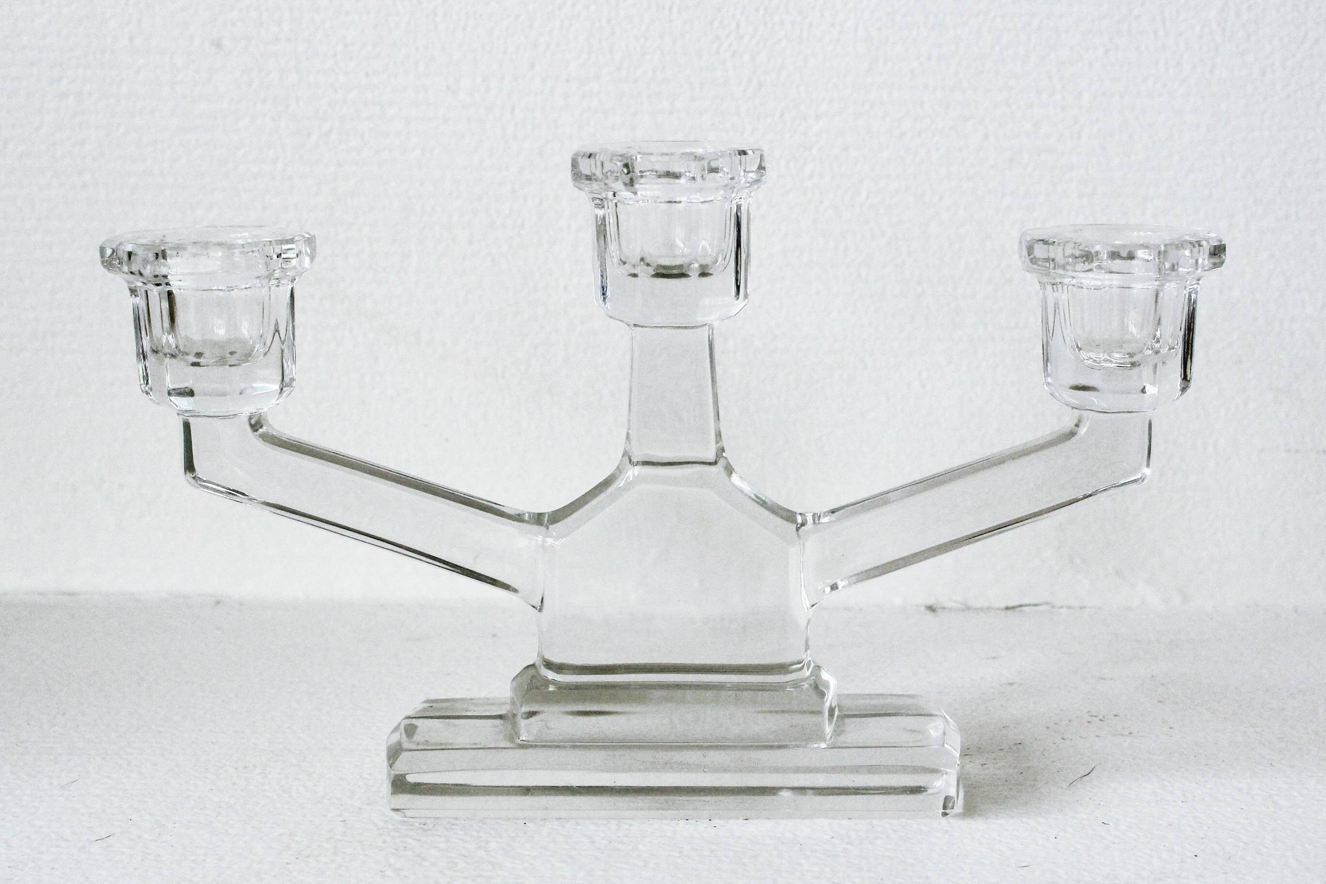 Crystal chandelier with three arms, Val Saint-Lambert.