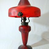Champignon art-nouveau lamp signed schneider charles - foot and lampshade in glass paste