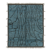 Tapis en laine bleu décoratif tribal fait main 250 cm x 310 cm