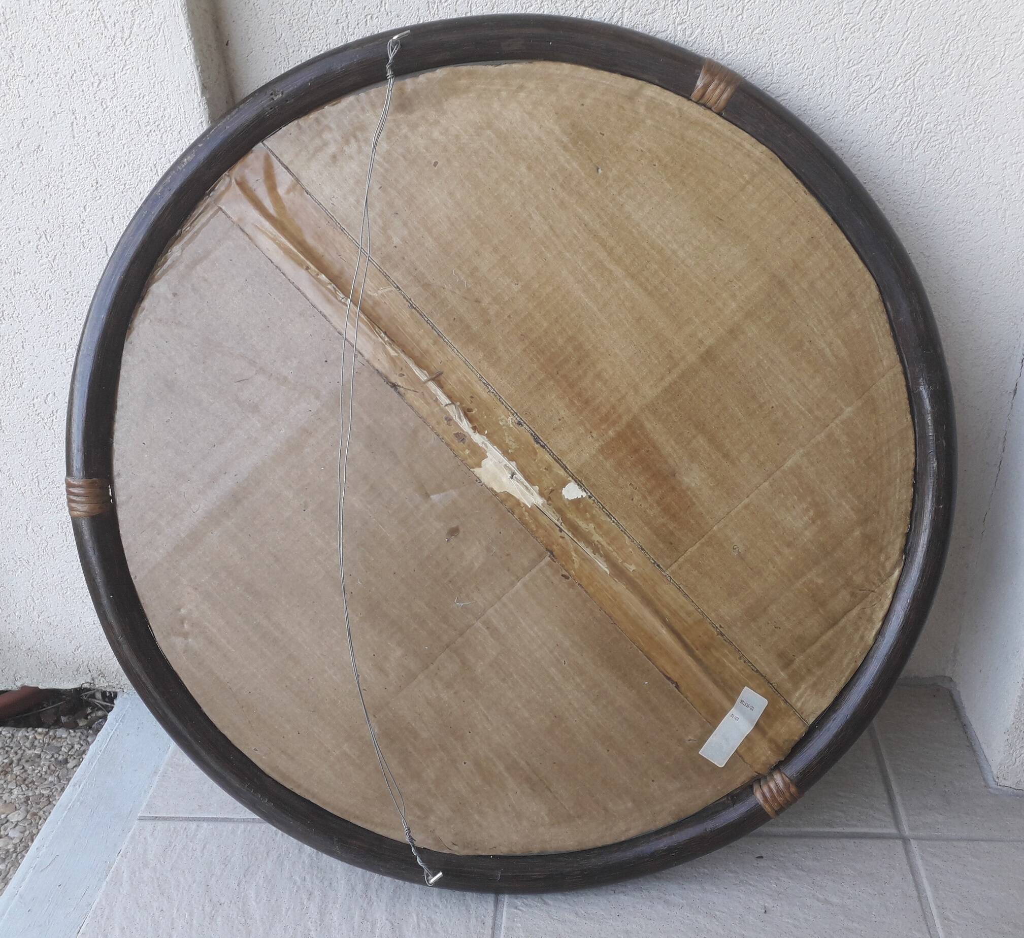 Round wooden mirror