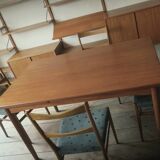 Set of 4 mid century dining chairs with chenille covers, Denmark 1960s