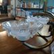Lustre ancien Art Déco laiton + verre