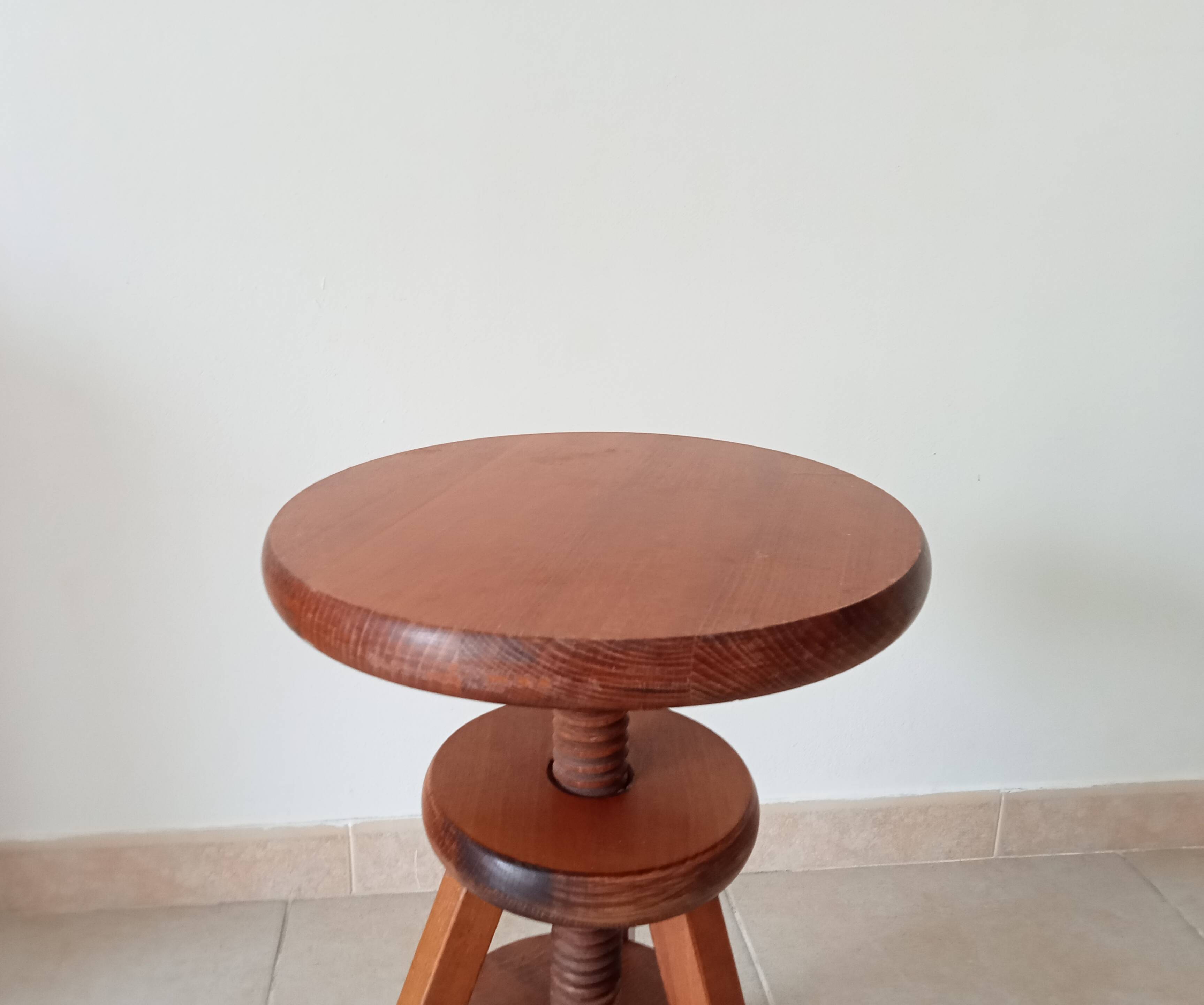 Vintage screw stool in solid oak