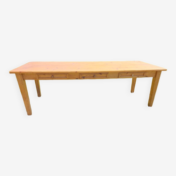 Table de ferme en pin, 3 tiroirs