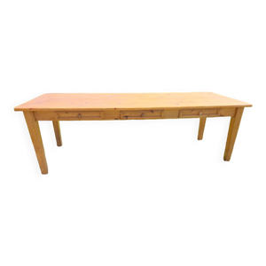 Table de ferme en pin, - tiroirs