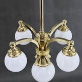 1930s Restored Brass Chandelier, Czechoslovakia