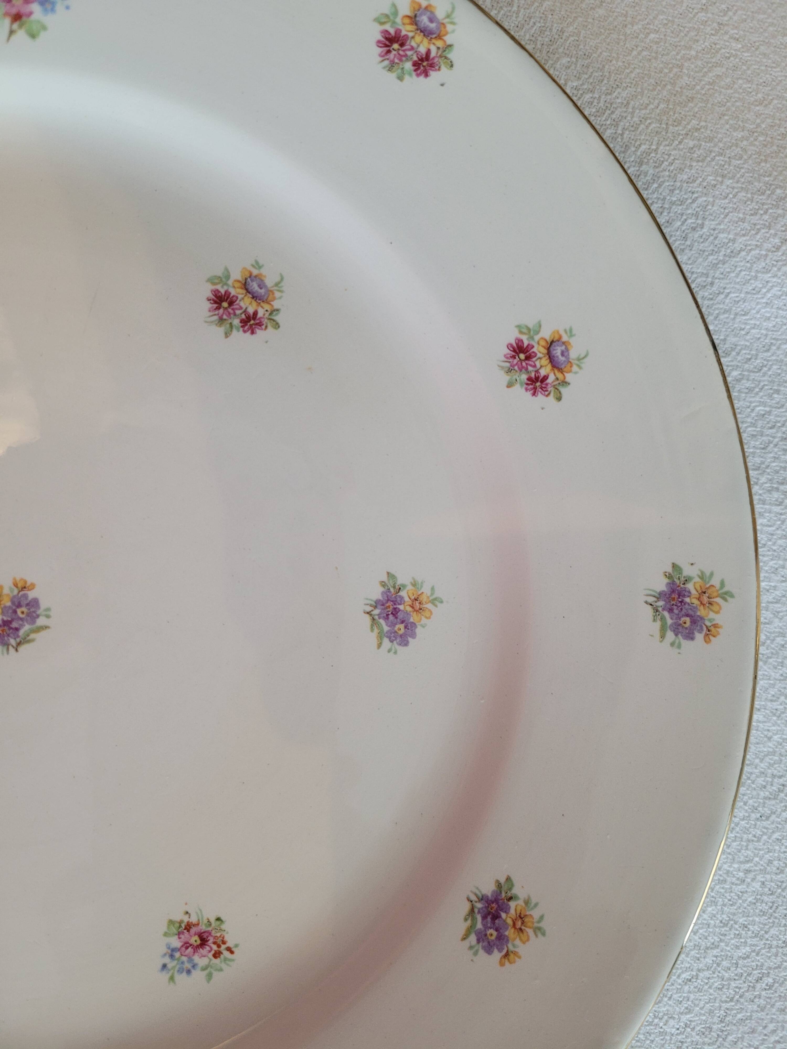 6 flat plates from Digoin Sarreguemines with floral decoration.