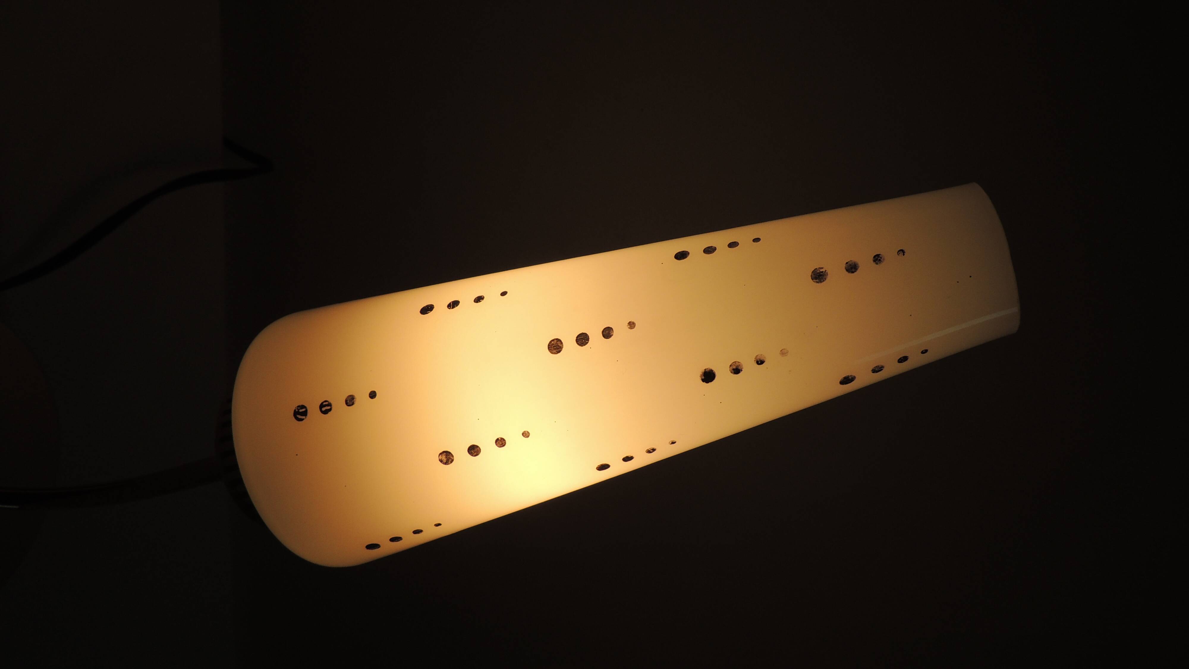Pair of vintage wall sconces from the 1970s – Perforated opaline, brass