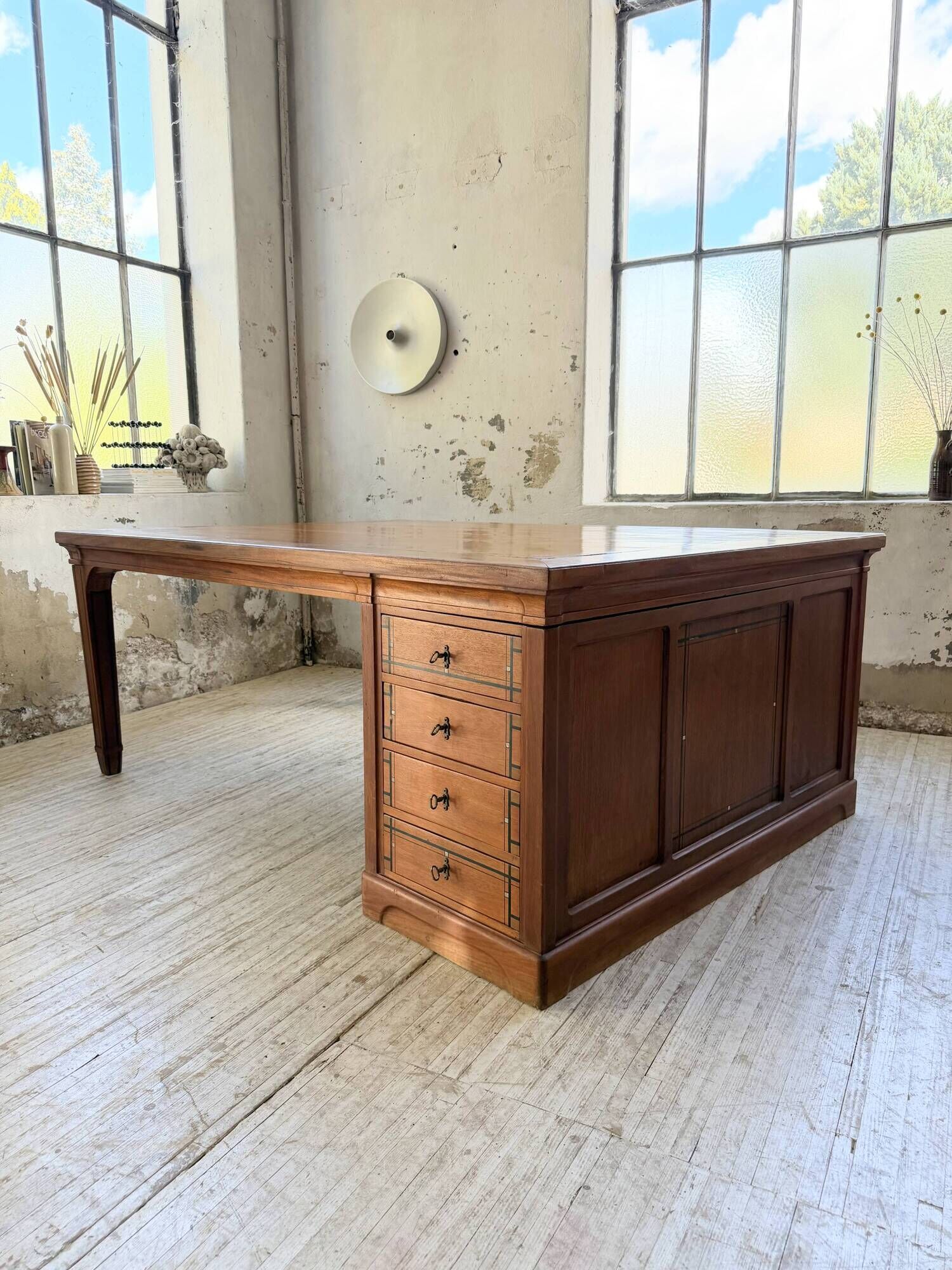 Double-sided walnut counter desk 1900