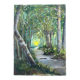 Tableau gouache "La rivière en sous bois" seconde moitié XXème