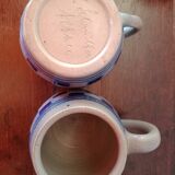 Lot 6 chopes - Grès d'Alsace - Damier bleu cobalt - Betschdorf V. SHMITTER