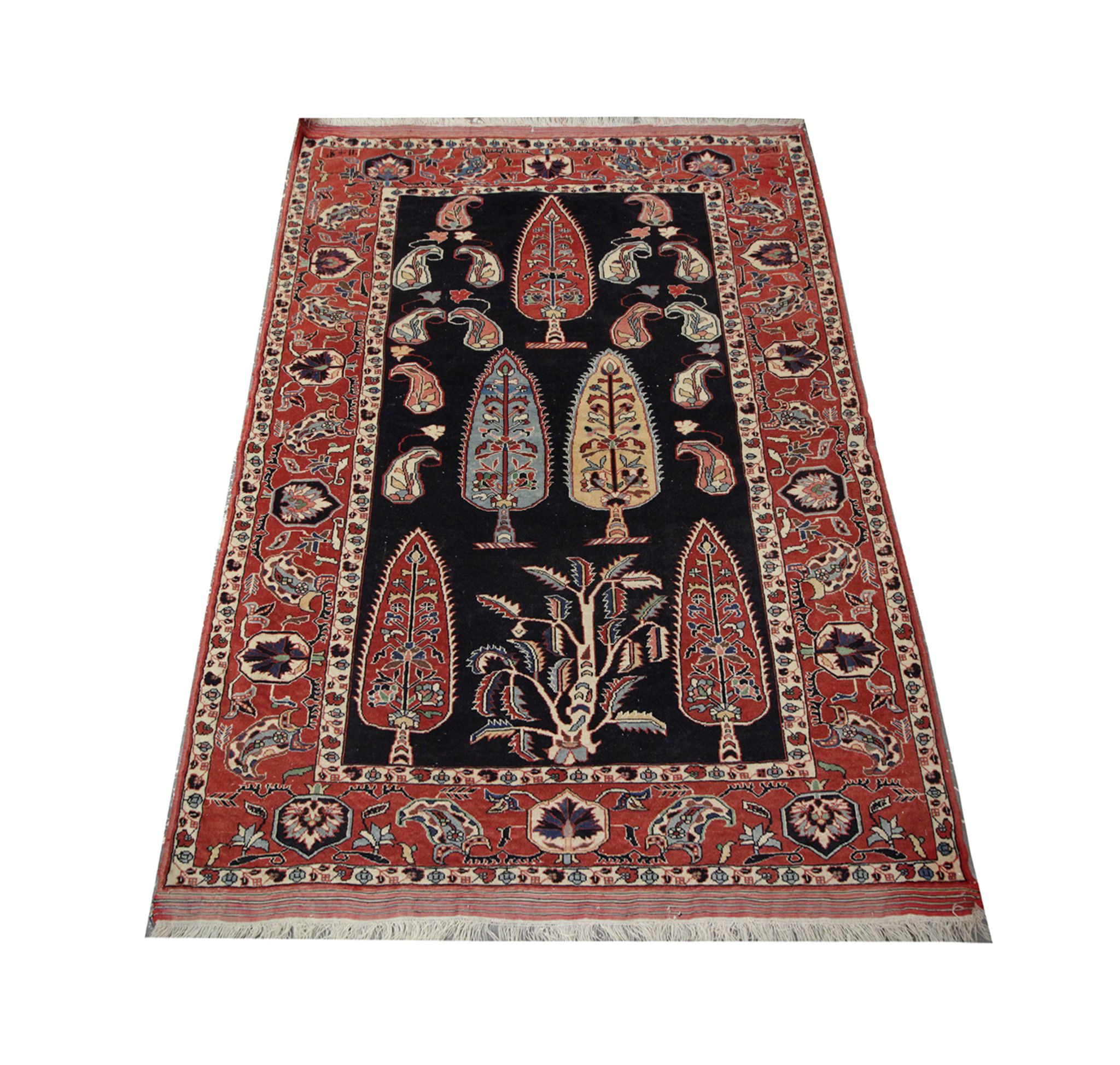 Tapis persan persan vintage fait main- 132x162cm