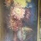 Tableau, aquarelle nature morte aux fleurs signée, sous verre, 1900