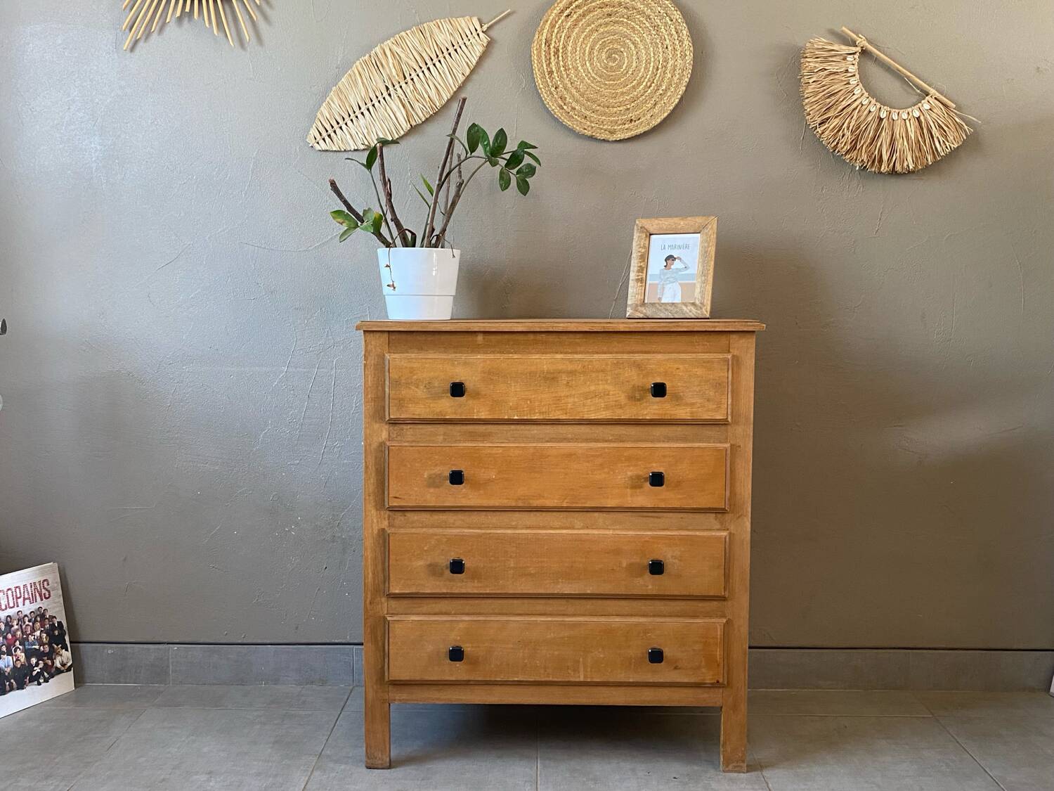 Vintage light oak chest of drawers