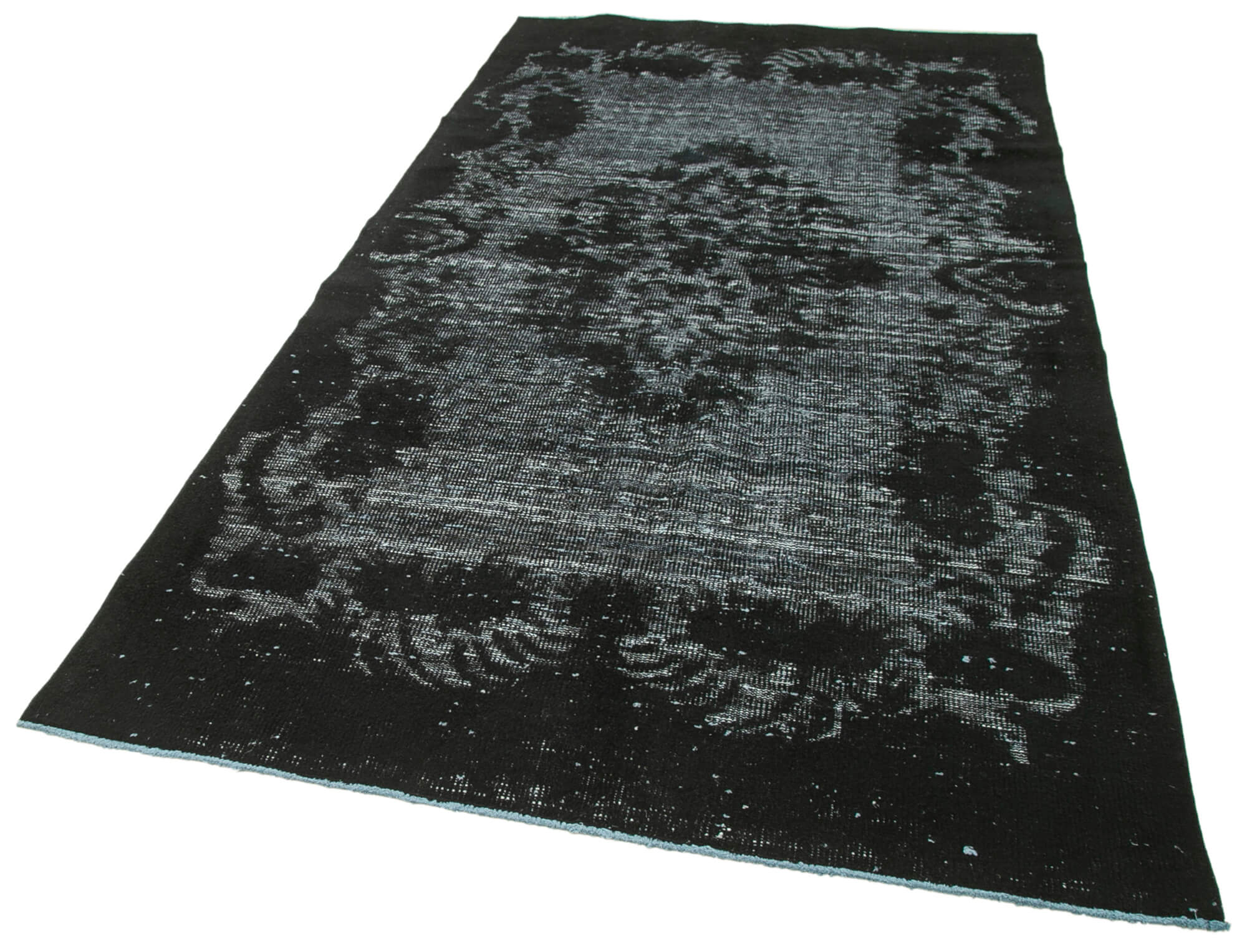 Hand-knotted antique turkish 1970s 151 cm x 282 cm black carpet