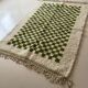 Berber carpet beni ouarain checkerboard white and green tiles wool, 270x170 cm
