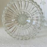 Pair of molded glass candle holders