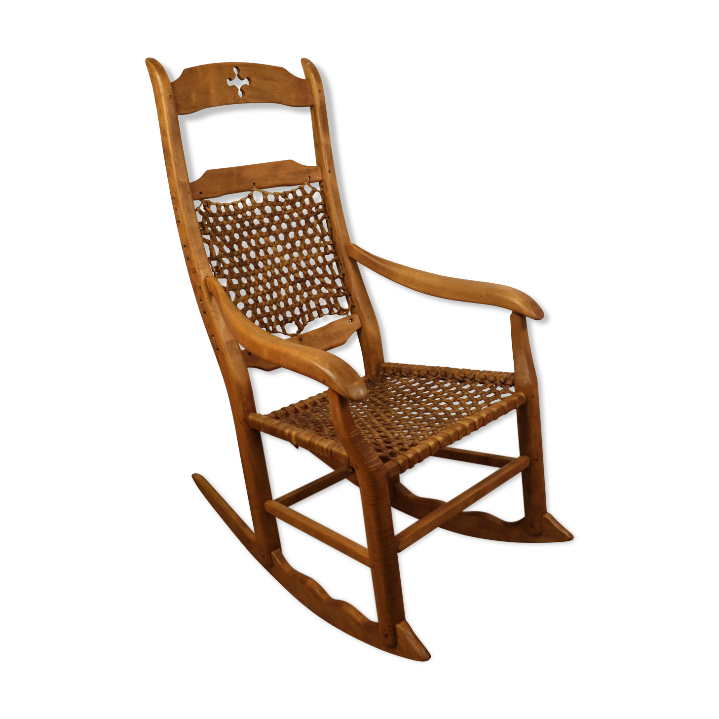 Vintage rocking chair in solid wood 1950