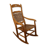 Vintage rocking chair in solid wood 1950