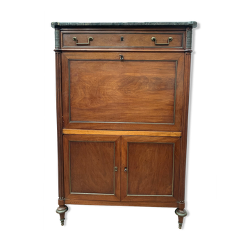 Secretary Louis XVI in mahogany Top of veined gray marble XIX century