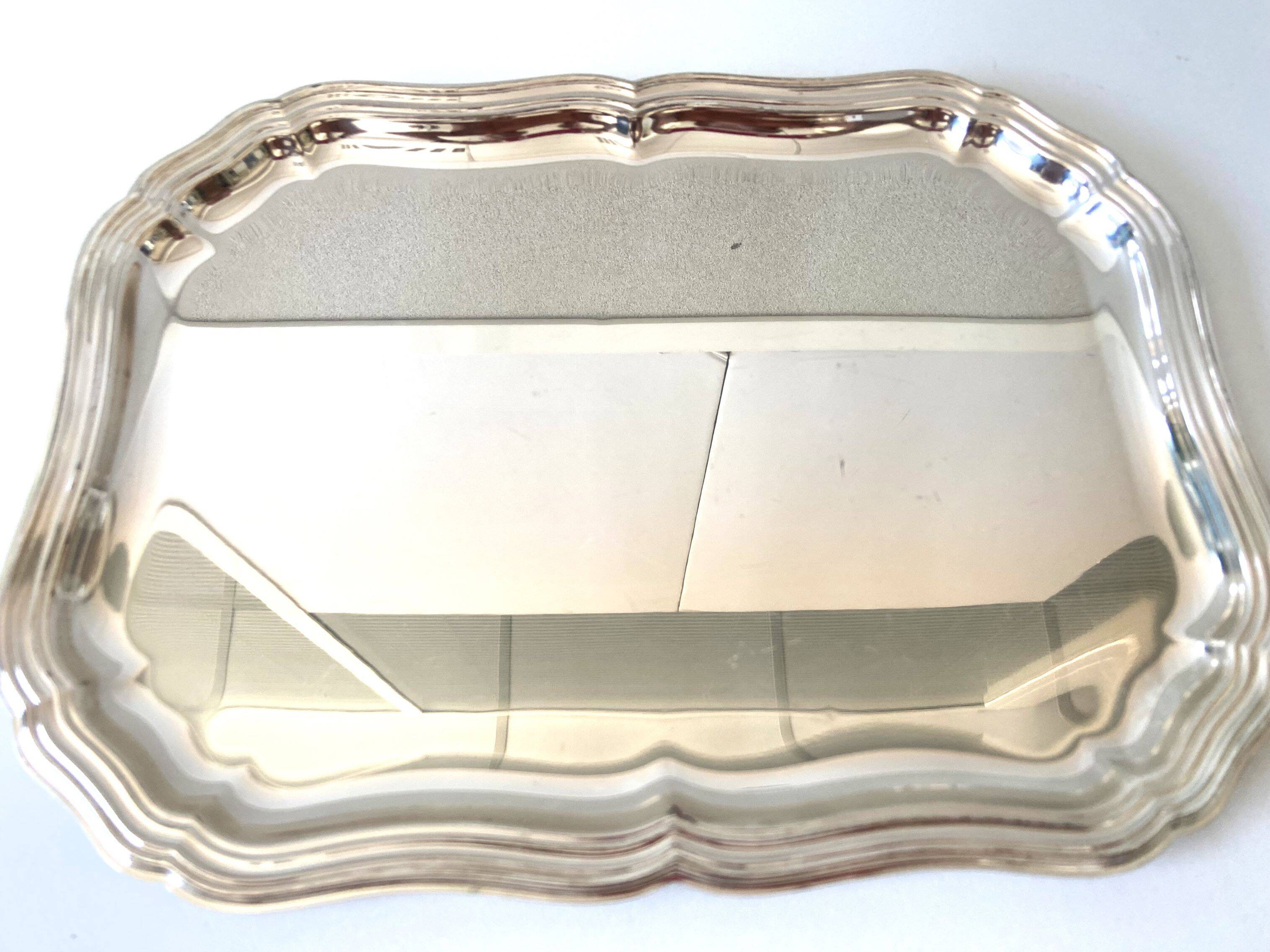 Elegant Table Art Silver-Plated Metal Tray Louis XVI Vintage Style