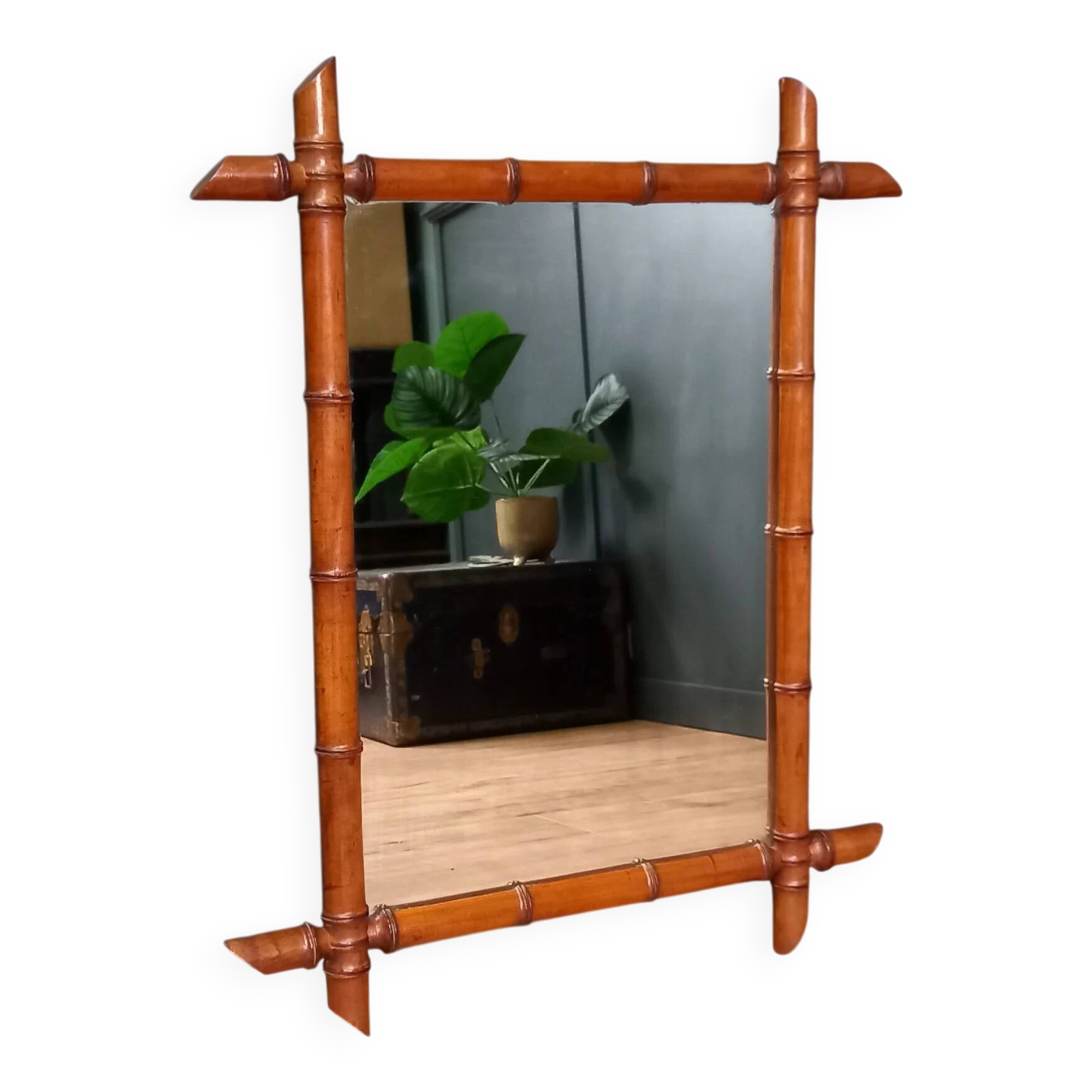 Antique faux bamboo mirror