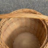 Round woven rattan and wicker umbrella holder with handle