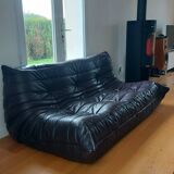 Togo 3-seater - Sofa - 3-seater bench seat in dark plum-colored full-grain leather by Ligne Roset - Very good condition