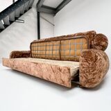 Canapé-lit vintage italien en velours, années 1970