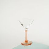 Set of 6 stemmed cocktail glasses, Rose, Made in France, 1970