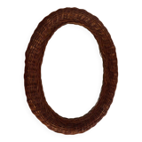 Oval wicker mirror