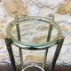 Vintage faux bamboo pedestal table in brass with 2 glass shelves