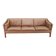 1970s Danish 3-seater brown leather sofa with beech frame