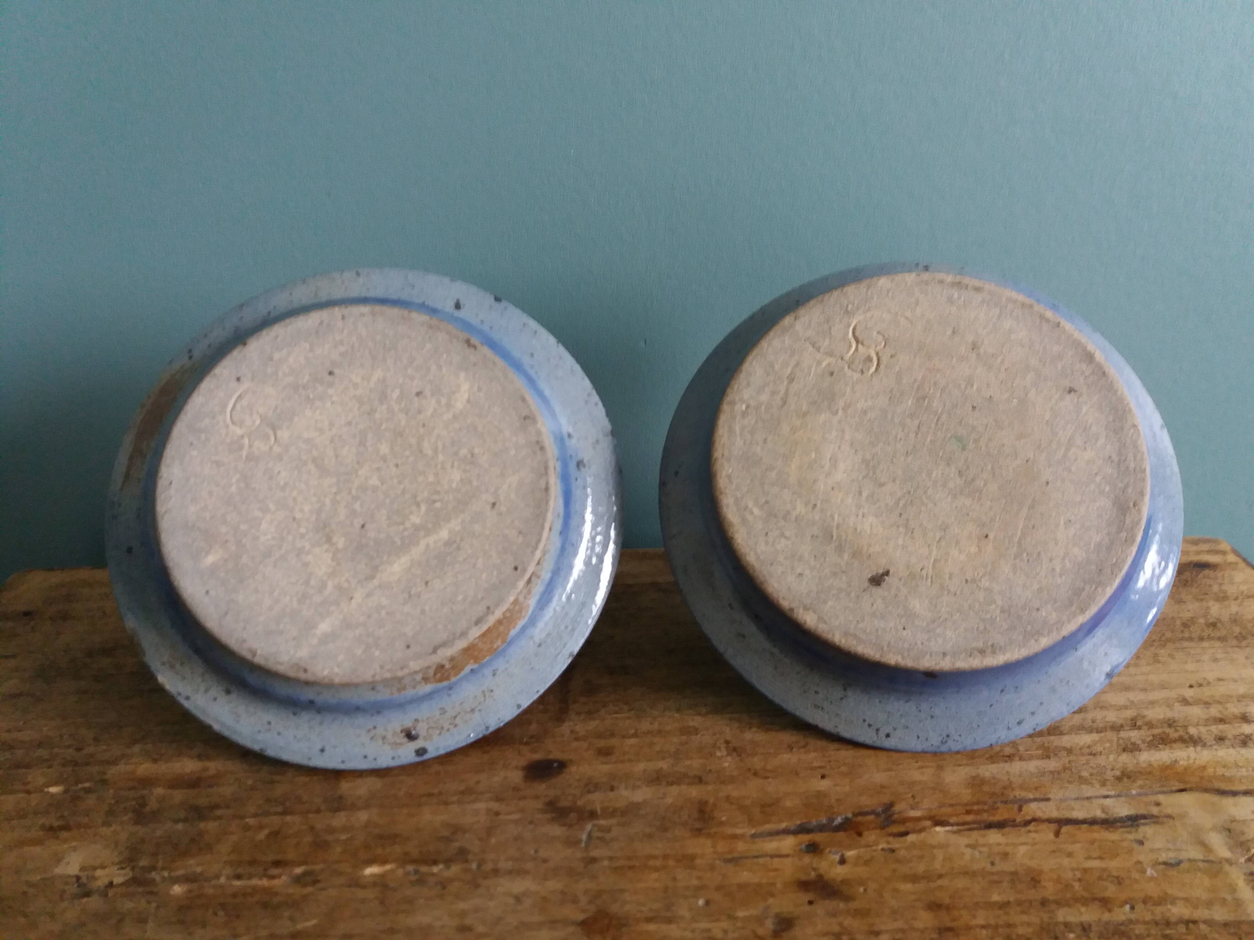 Stoneware candlesticks signed artisanal ceramics