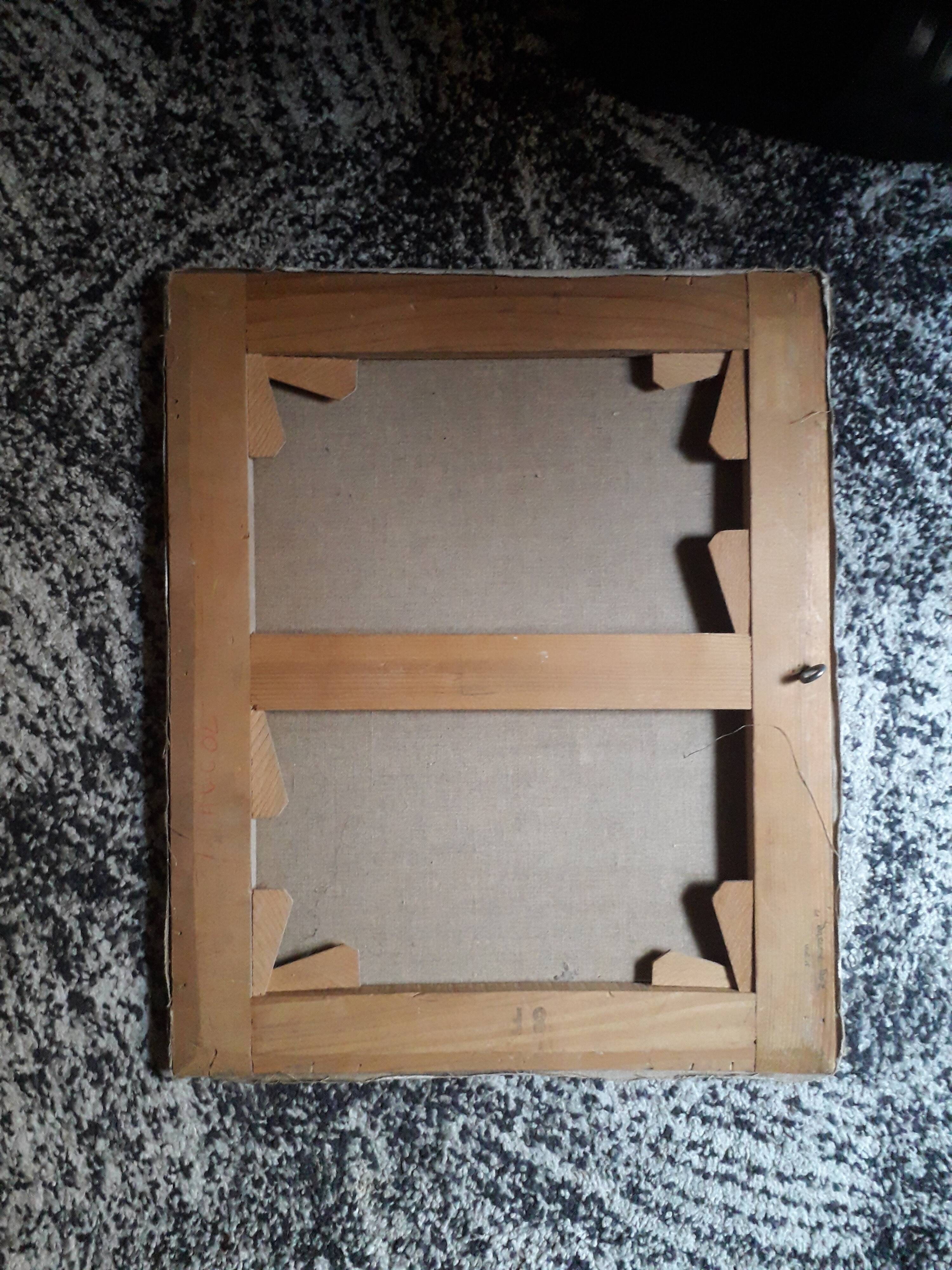 Antique oil painting depicting a bouquet of flowers