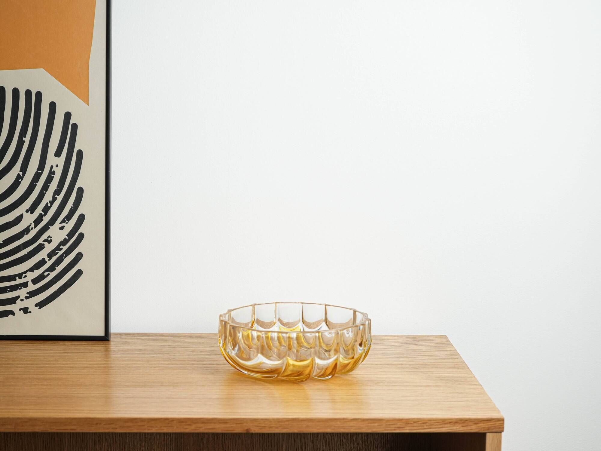 Pressed glass platter by Walther-Glas, geometric pattern, Germany, 1970s
