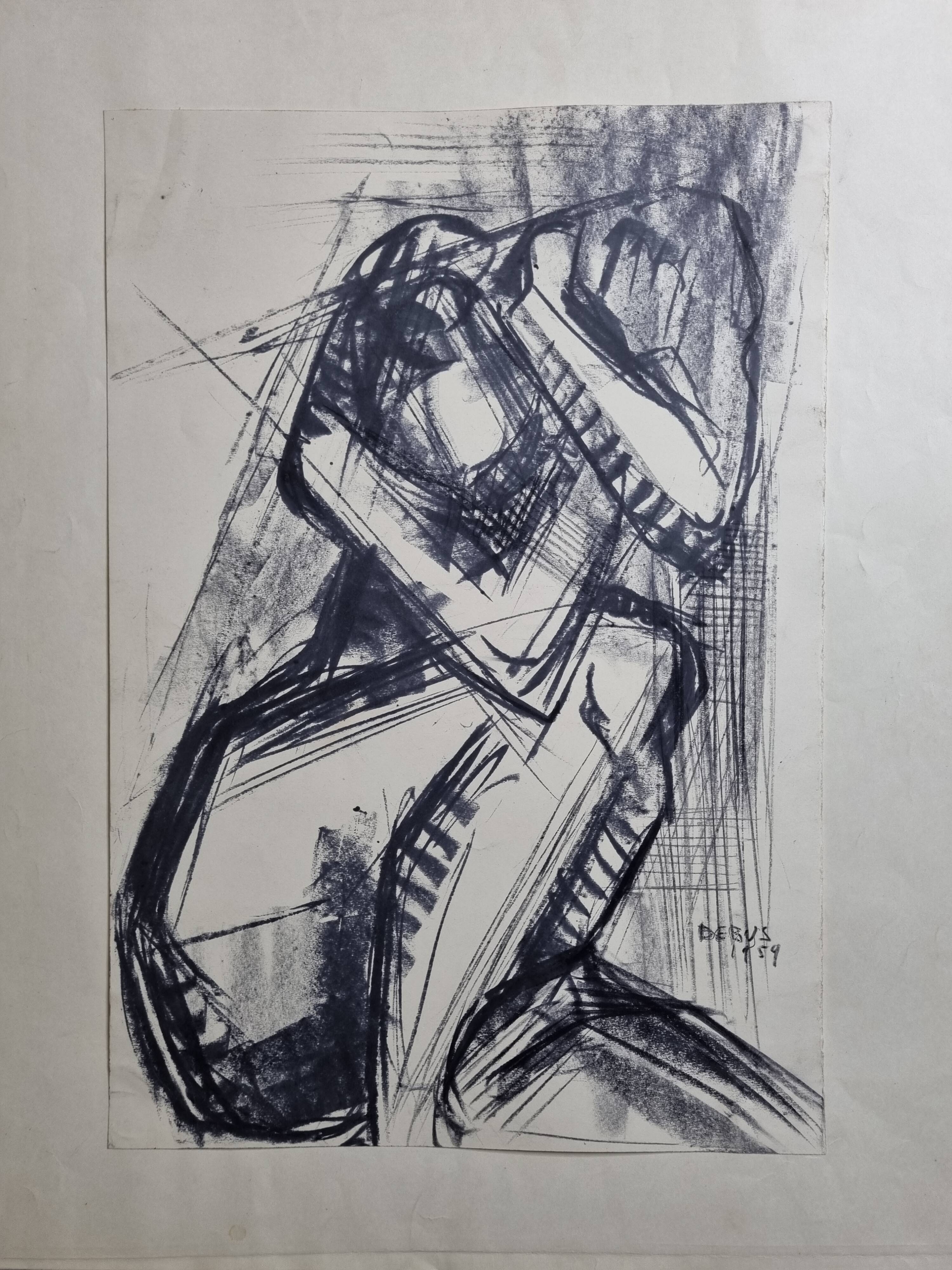 Nude study signed by Maurice de Bus, 1959, 50 x 59 cm