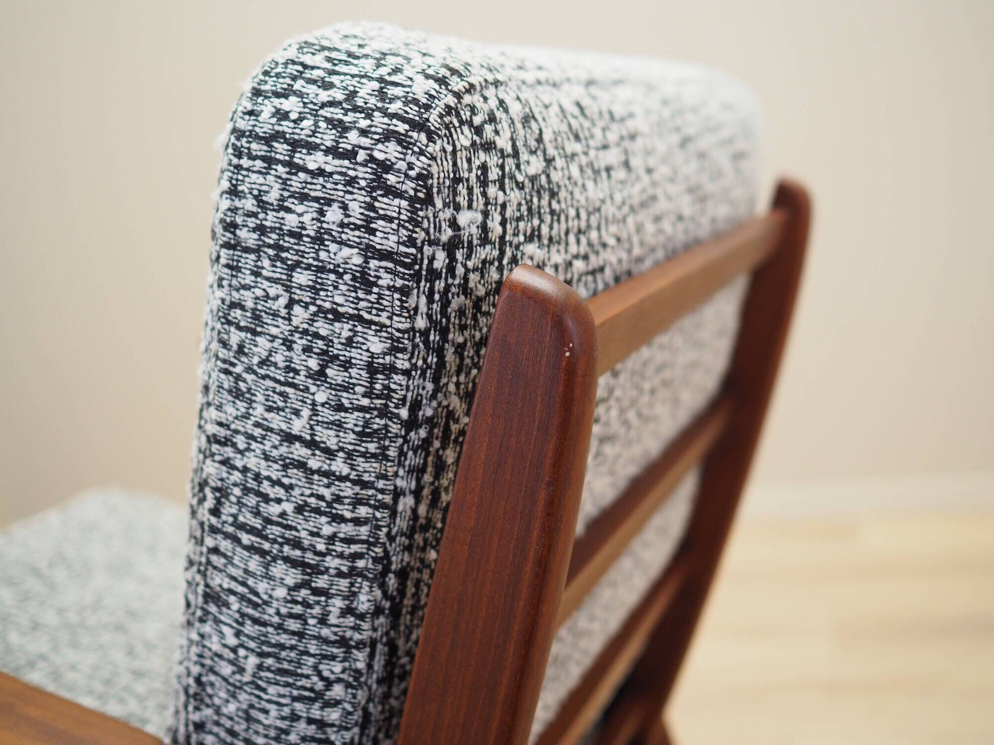Danish armchair in wood and fabric, 1970s