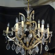 Venetian chandelier glass and crystal 9 Lights circa 1940