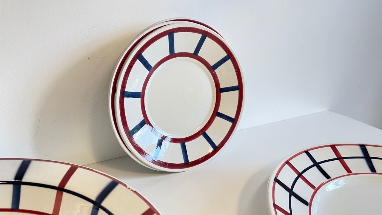 Set of 7 ceramic dishes hbcm béarn france