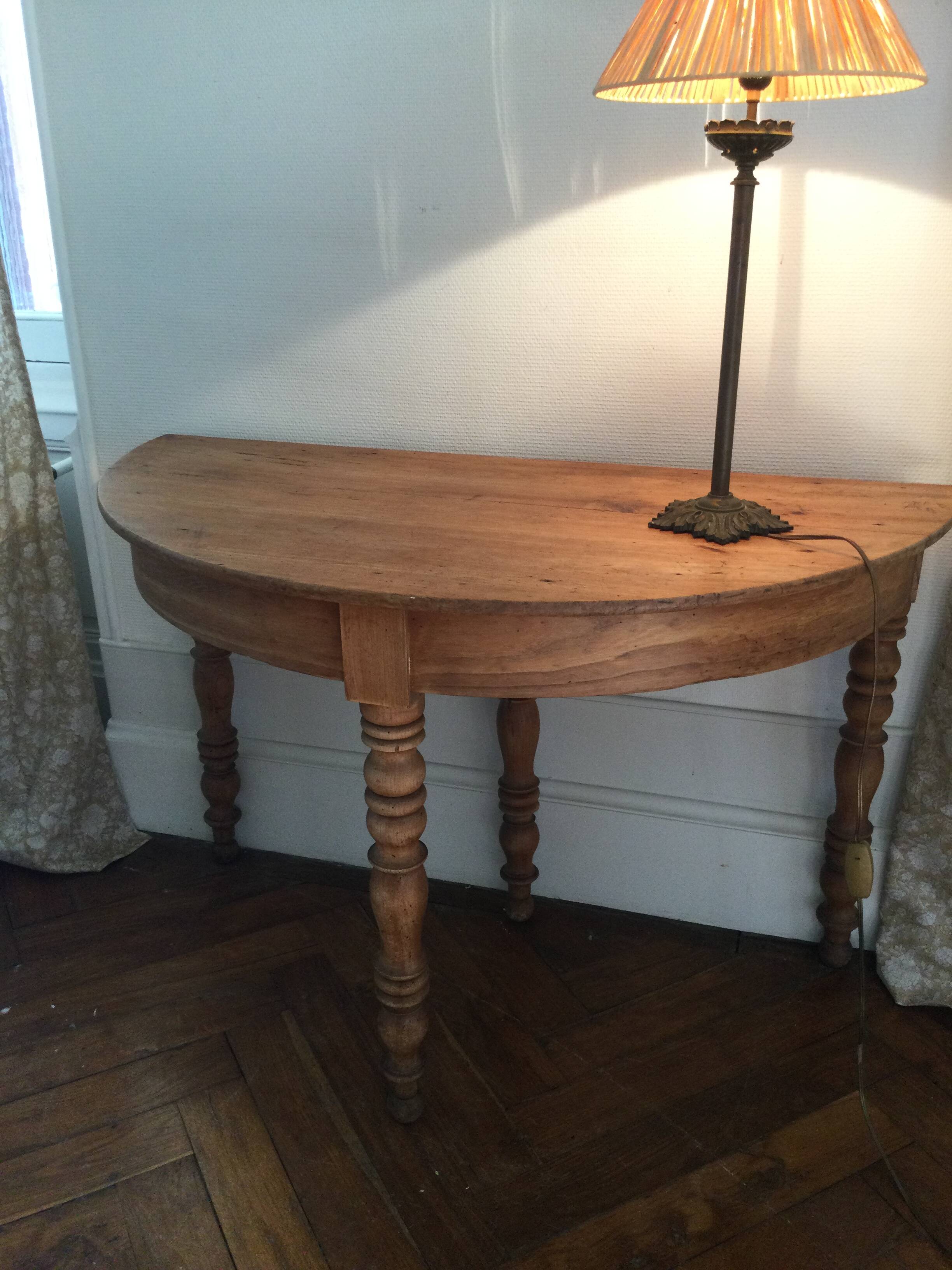 Antique half-moon wooden console