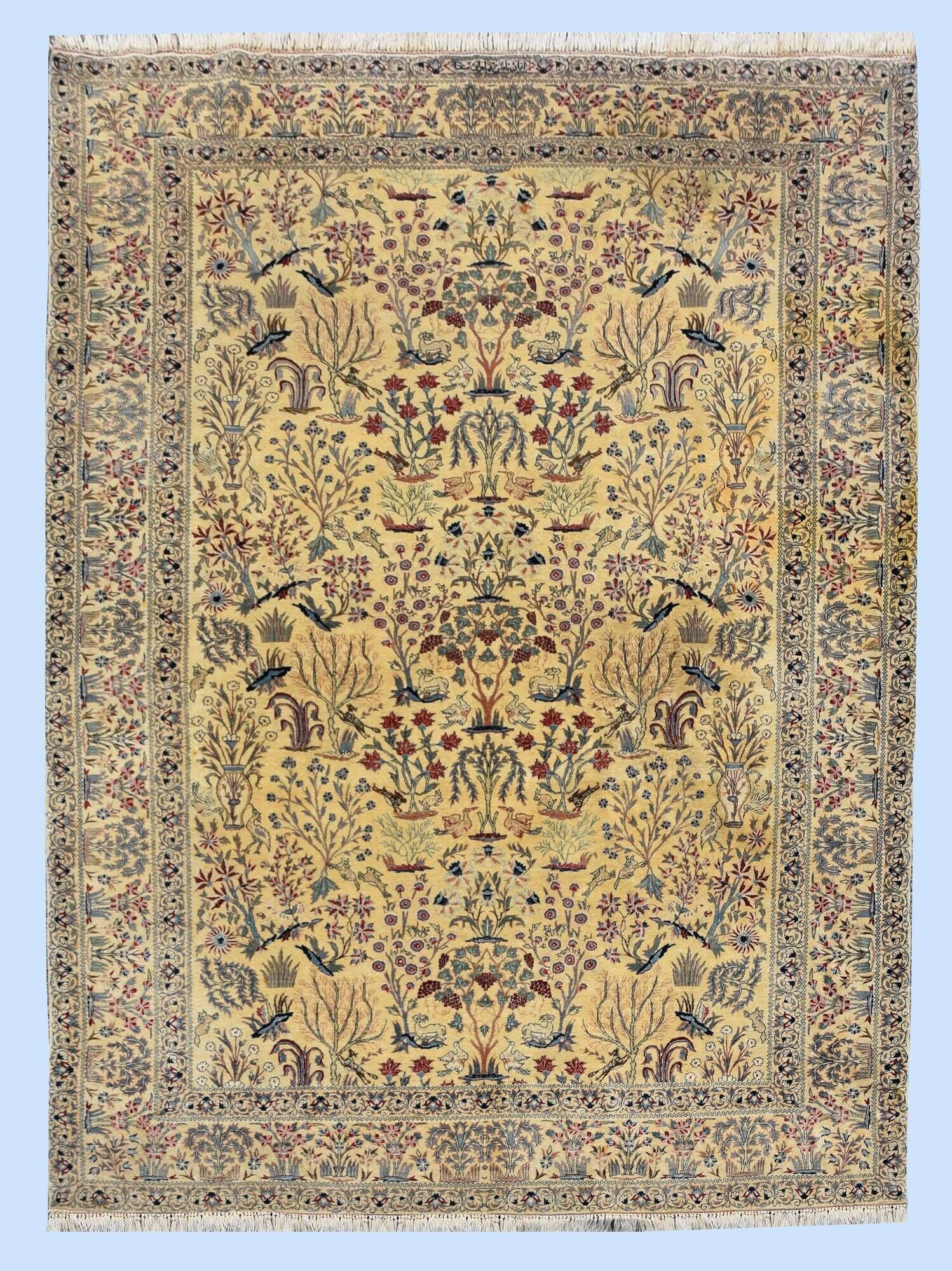 Persian Nain Iran Wool and Silk Rug Circa 1960" Handmade - 1.60 x 2.30 Meters
