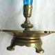 Napoleon III vase conical blue glass on cup and brass foot