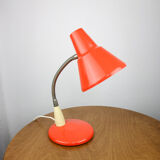 Adjustable Desk Lamp in Orange Painted Metal and Chrome-Plated Spiral Arm, 1970s