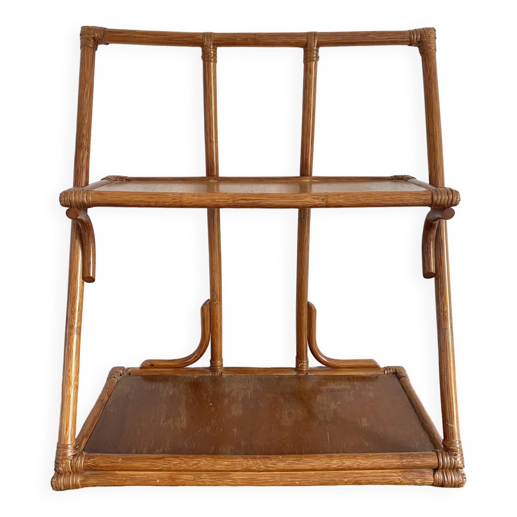 70s rattan wall shelf